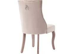 Juego de 6 sillas de comedor de terciopelo - acolchado con botones - Beige