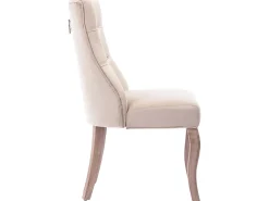 Juego de 6 sillas de comedor de terciopelo - acolchado con botones - Beige