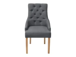 Juego de 2 sillas de comedor de tela gris oscuro