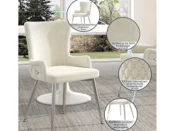 Juego de 4 sillas de comedor de terciopelo con patas de metal plateado, color beige (62,87 x 58,42 x 55,88 cm)