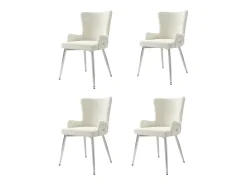 Juego de 4 sillas de comedor de terciopelo con patas de metal plateado, color beige (62,87 x 58,42 x 55,88 cm)