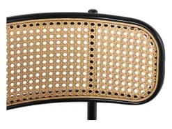 Juego de 6 sillas de comedor de terciopelo y ratán con patas de metal - Negro