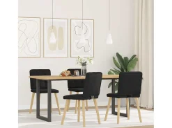 Juego de 4 sillas de comedor de tela negra