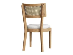 Juego de 4 sillas de comedor de madera maciza con respaldo de ratán - cojín de terciopelo - 50 x 58 x 88 cm - natural