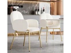 Juego de 2 sillas de comedor - 55 x 64,5 x 88 cm - silla de tocador - patas doradas - terciopelo - beige