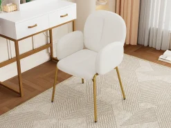 Juego de 2 sillas de comedor - 55 x 64,5 x 88 cm - silla de tocador - patas doradas - terciopelo - beige