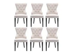 Juego de 6 sillas de comedor tapizadas en lino - 53 x 54 x 97 cm - patas de roble - sillón - beige