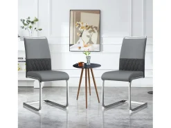 Juego de 6 sillas de comedor modernas con respaldo alto y patas tapizadas, respaldo de rayas cruzadas para comedor, cocina y oficina, color gris
