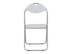 Juego de 4 sillas de comedor plegables de piel sintética blanca