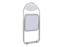 Juego de 4 sillas de comedor plegables de piel sintética blanca