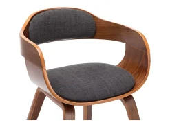 Juego de 2 sillas de comedor de tela gris oscuro y madera curvada