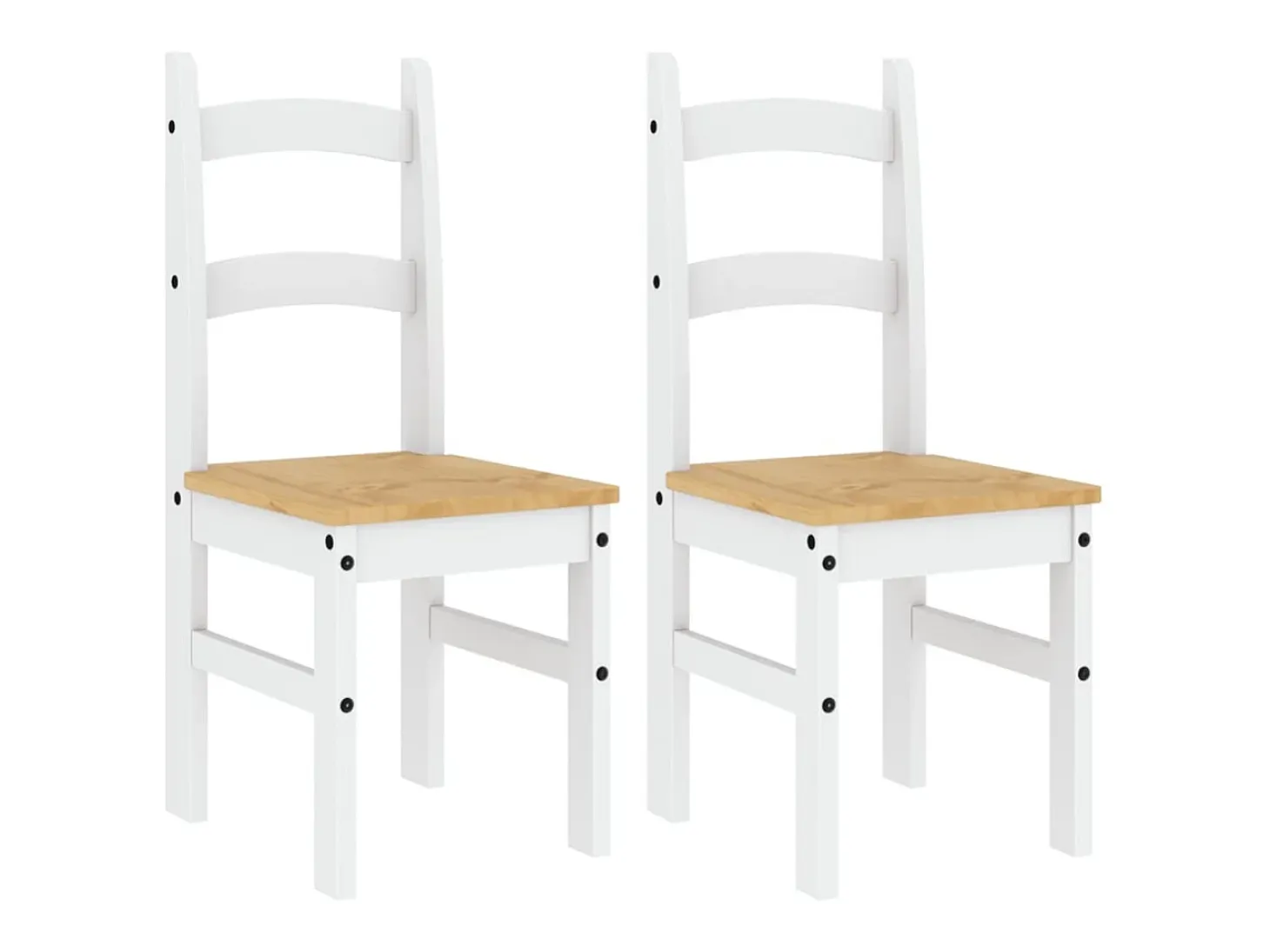 Juego de 2 Sillas de comedor madera maciza pino blanco 40x46x99 cm ES619435