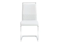 Juego de 4 sillas de comedor modernas con respaldo alto y patas tapizadas, respaldo de rayas cruzadas para comedor, cocina y oficina, color blanco