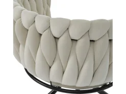 Juego de 2 sillas de comedor giratorias - terciopelo beige - con reposabrazos acolchados y patas de metal