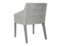 Juego de 2 sillas de comedor con cojines de ratán natural gris