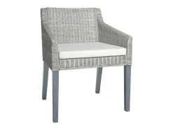 Juego de 2 sillas de comedor con cojines de ratán natural gris