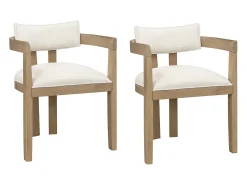 Juego de 2 sillas de comedor de madera maciza - 57,5 x 60,5 x 78,5 cm - estilo moderno - lino - natural