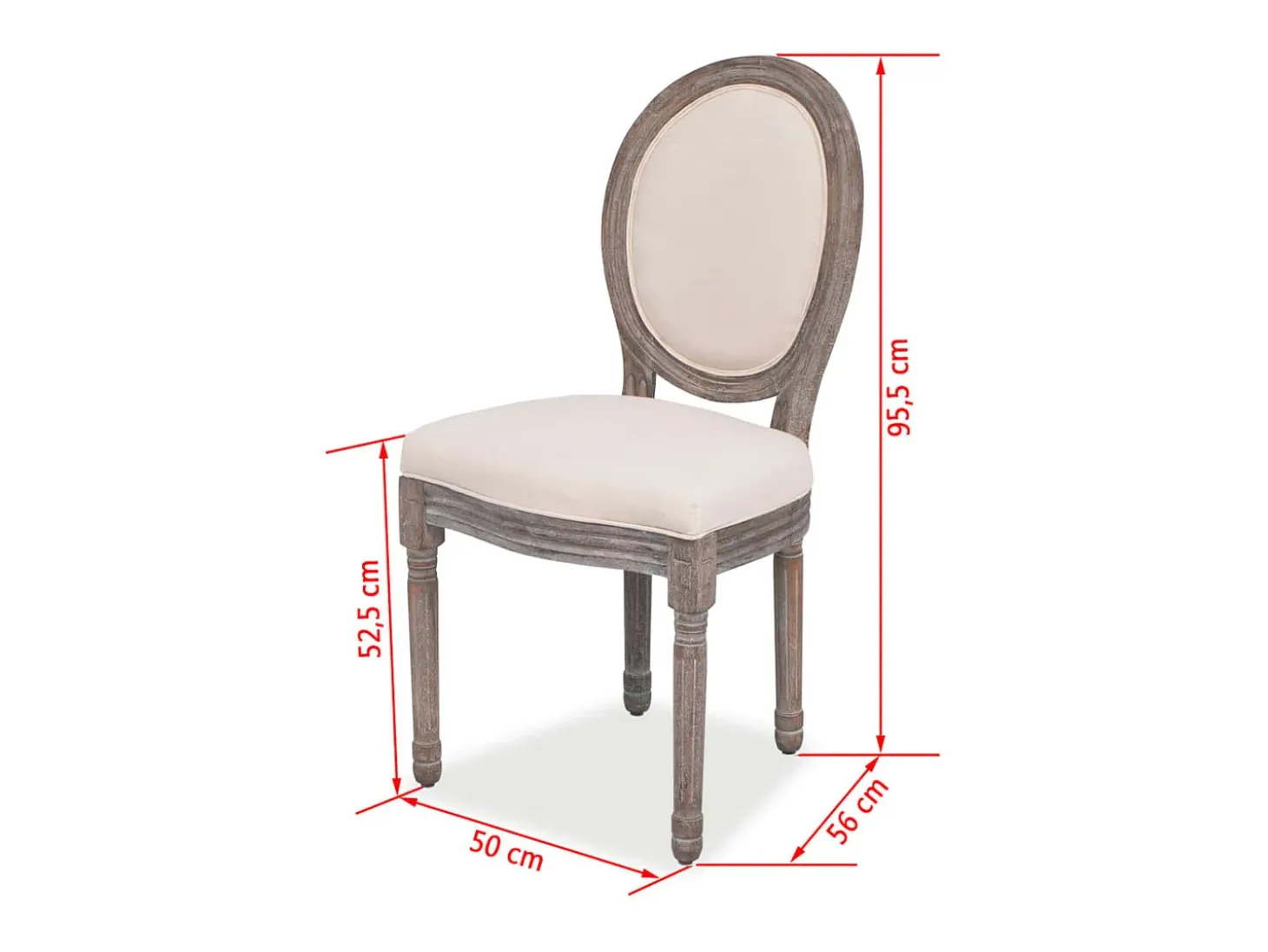 Juego de 2 sillas de comedor de tela color crema
