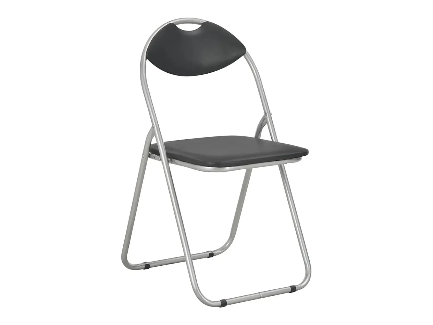 Juego de 6 sillas de comedor plegables de piel sintética negra
