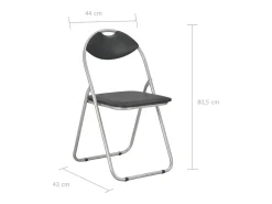 Juego de 6 sillas de comedor plegables de piel sintética negra