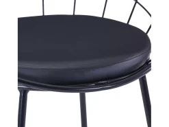 Juego de 6 sillas de comedor de piel sintética de acero negro