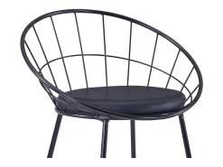 Juego de 6 sillas de comedor de piel sintética de acero negro