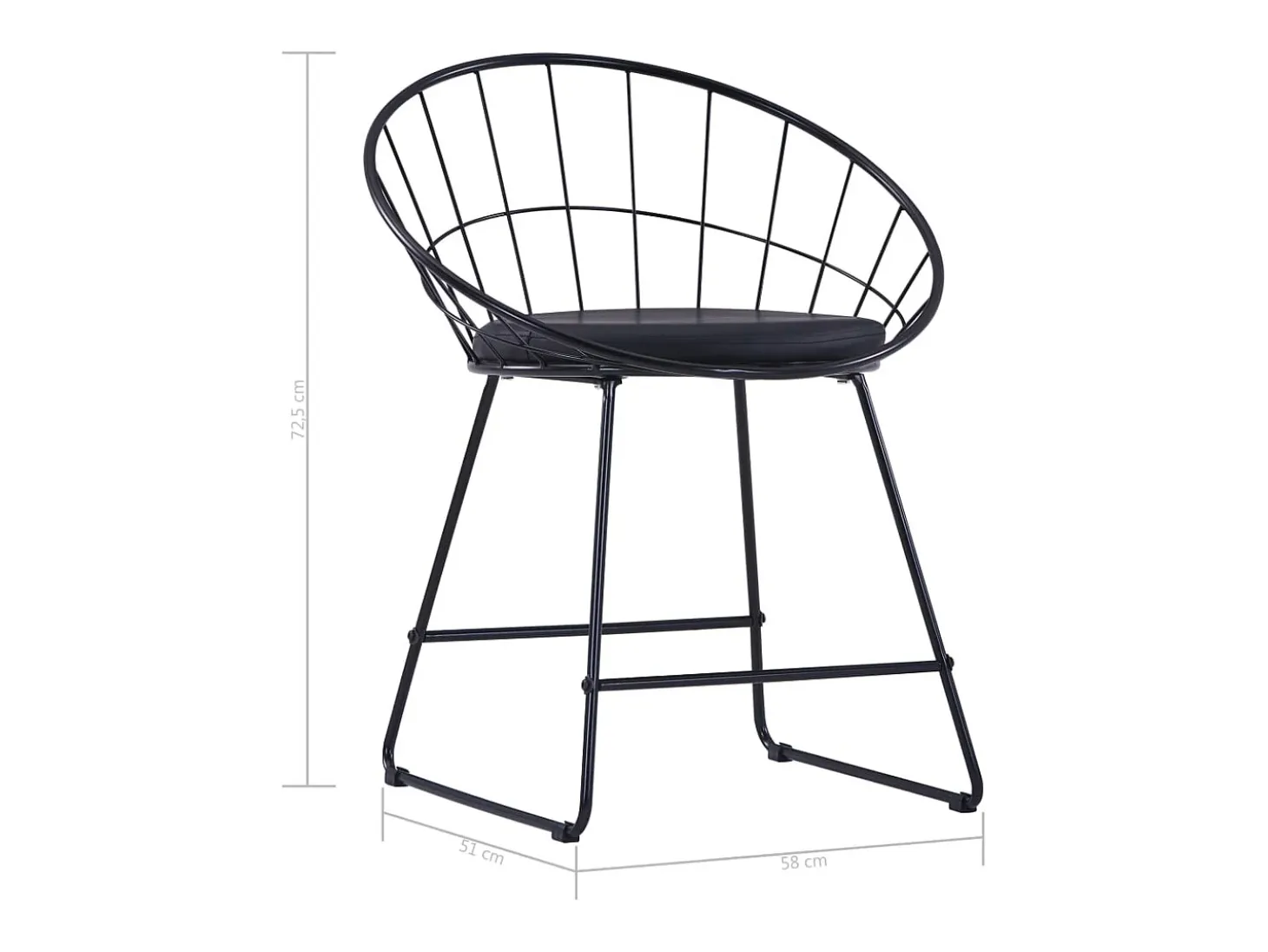 Juego de 6 sillas de comedor de piel sintética de acero negro
