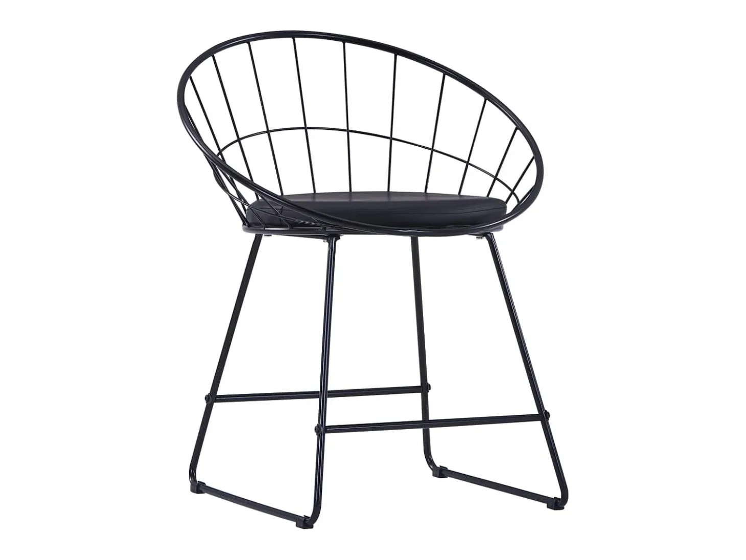 Juego de 6 sillas de comedor de piel sintética de acero negro