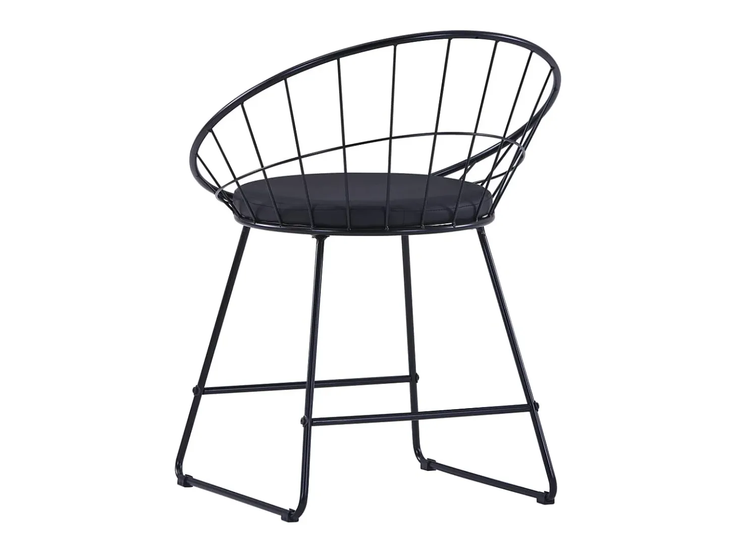 Juego de 6 sillas de comedor de piel sintética de acero negro