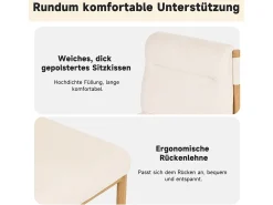 Juego de 4 sillas de comedor - 46 x 52 x 80,5 cm - estructura efecto roble y asientos acolchados - tela sherpa - beige.
