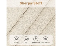 Juego de 4 sillas de comedor - 46 x 52 x 80,5 cm - estructura efecto roble y asientos acolchados - tela sherpa - beige.