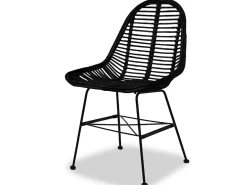 Juego de 2 sillas de comedor de ratán natural negro