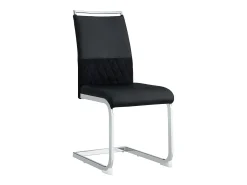 Juego de 4 sillas de comedor modernas, respaldo alto acolchado de poliuretano y lino, diseño de rayas, color negro (42 x 48 x 95 cm)