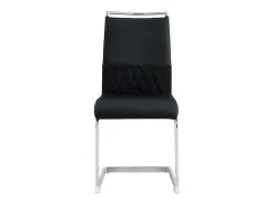Juego de 4 sillas de comedor modernas, respaldo alto acolchado de poliuretano y lino, diseño de rayas, color negro (42 x 48 x 95 cm)