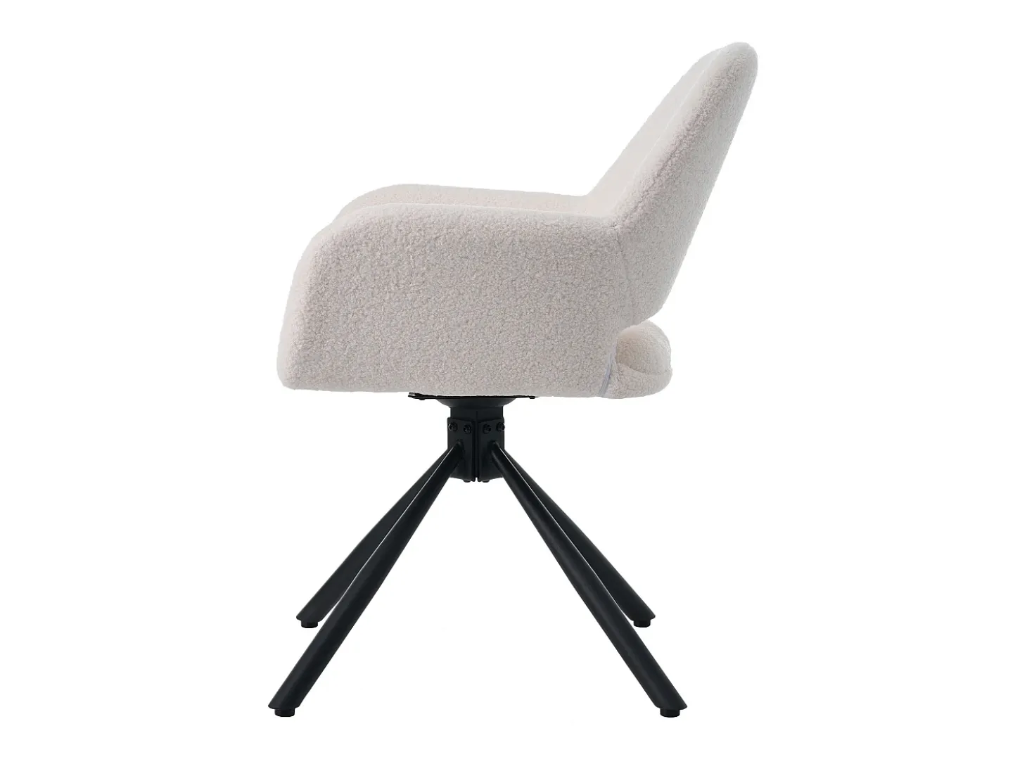 Juego de 2 sillas de comedor - tela sherpa blanca - con reposabrazos y función giratoria