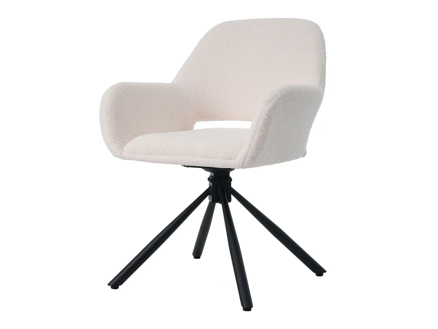 Juego de 2 sillas de comedor - tela sherpa blanca - con reposabrazos y función giratoria