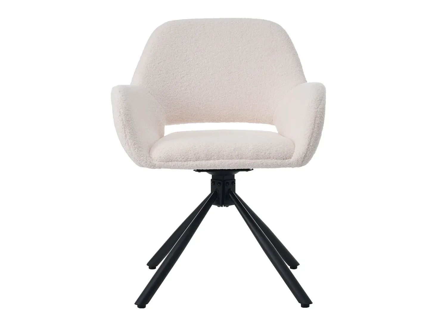 Juego de 2 sillas de comedor - tela sherpa blanca - con reposabrazos y función giratoria