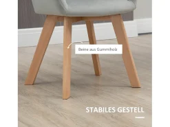 Juego de 2 sillas de comedor, sillas de cocina tapizadas con reposabrazos, aspecto terciopelo, patas de madera, color gris