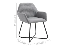 Juego de 2 sillas de comedor de tela gris claro