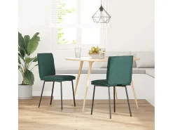 Juego de 2 sillas de comedor de terciopelo verde oscuro