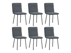 Juego de 6 sillas de comedor de terciopelo gris oscuro