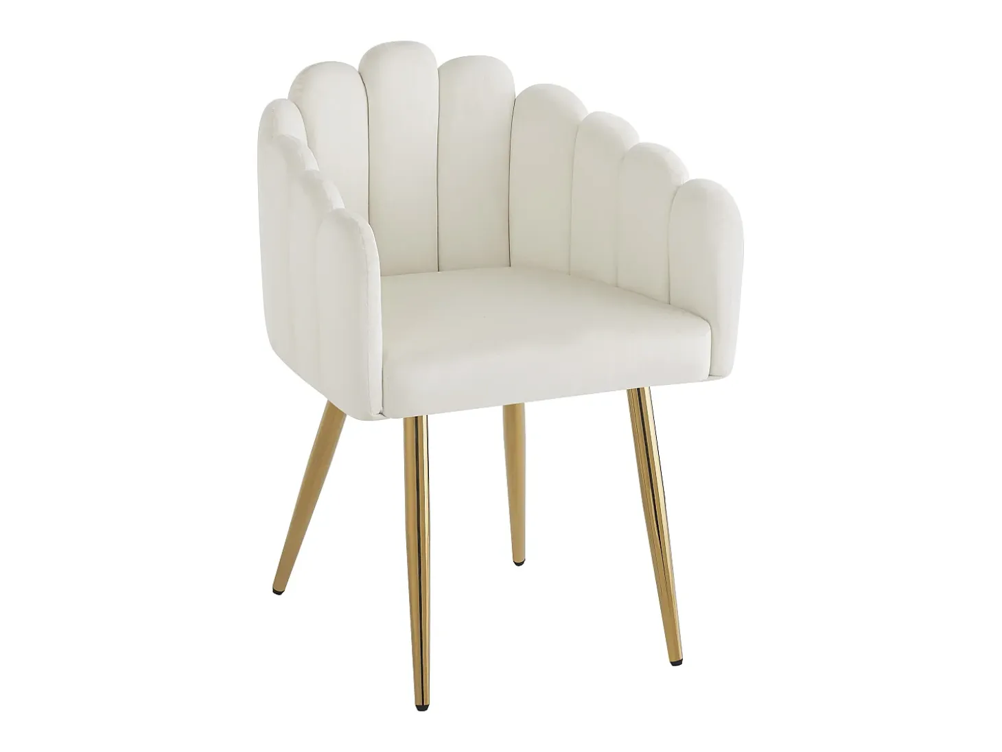 Juego de 4 sillas de comedor - 61 x 51,5 x 82 cm - Patas de hierro galvanizado dorado y terciopelo - Beige