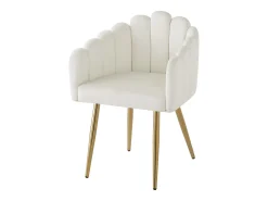 Juego de 4 sillas de comedor - 61 x 51,5 x 82 cm - Patas de hierro galvanizado dorado y terciopelo - Beige