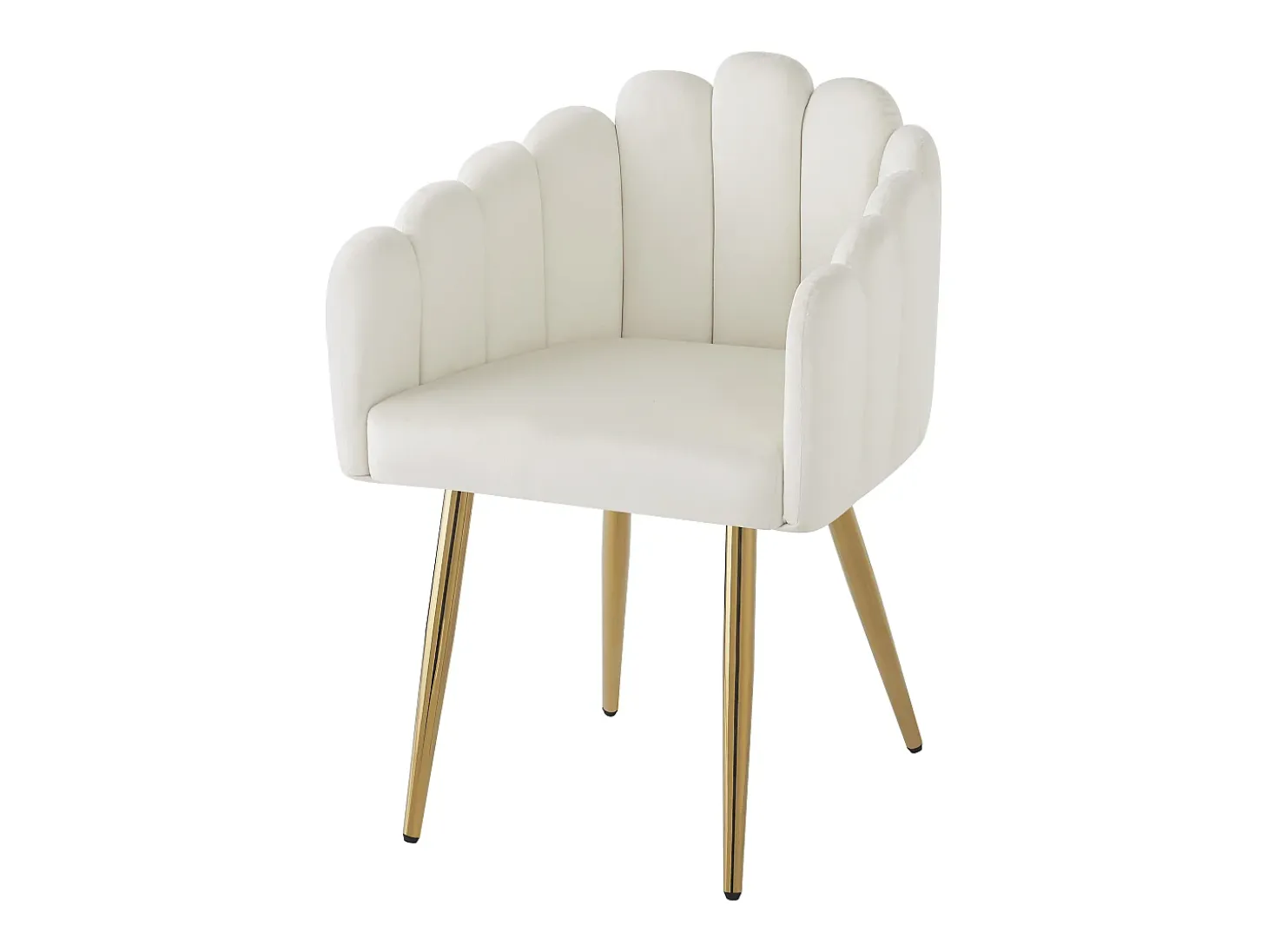 Juego de 4 sillas de comedor - 61 x 51,5 x 82 cm - Patas de hierro galvanizado dorado y terciopelo - Beige