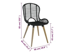 Juego de 4 sillas de comedor de ratán natural negro