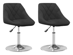 Juego de 2 sillas de comedor giratorias de terciopelo negro