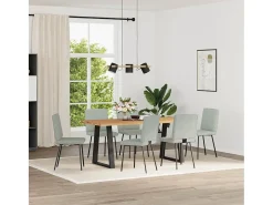 Juego de 6 sillas de comedor de terciopelo gris claro