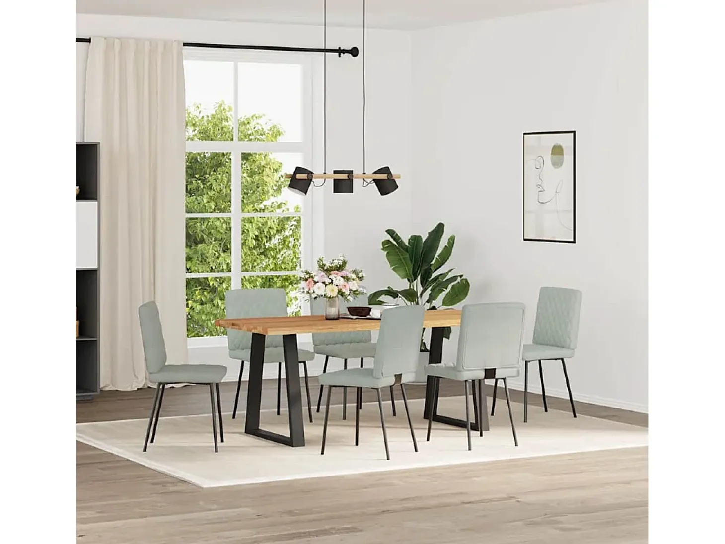Juego de 6 sillas de comedor de terciopelo gris claro
