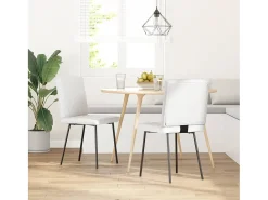 Juego de 2 sillas de comedor de piel sintética blanca