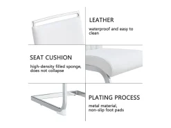 Juego de 2 sillas de comedor modernas con respaldo alto y patas tapizadas, respaldo de rayas cruzadas para comedor, cocina y oficina, color blanco